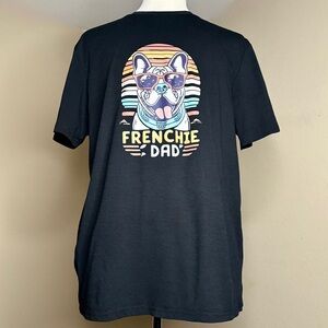 Black Frenchie Dog Dad T-Shirt Size 2XL Graphic Retro French Bulldog Pet Holiday